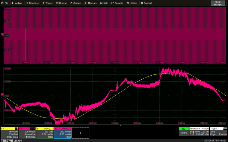 Abbildung 5 - Signal-Erfassung mit 1000 Segmenten vom Signal, von dem anschliessend ein Histogramm erstellt werden soll.