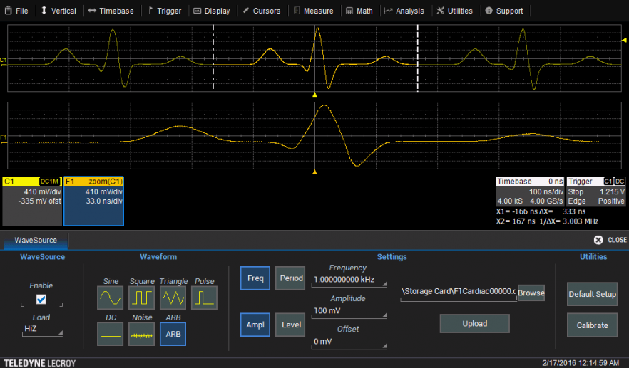 Abbildung 7 – Die gewünschte Datei wurde angewählt. Mit Upload wird die Kurve in den Arbiträr-Speicher geladen