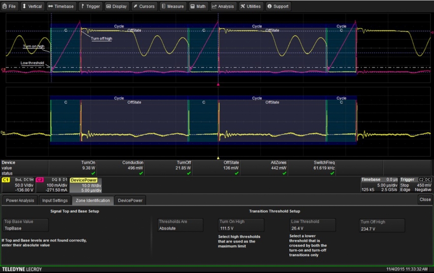 Figure 5 - Zone Identification is easily set up by defining the transition threshold levels.