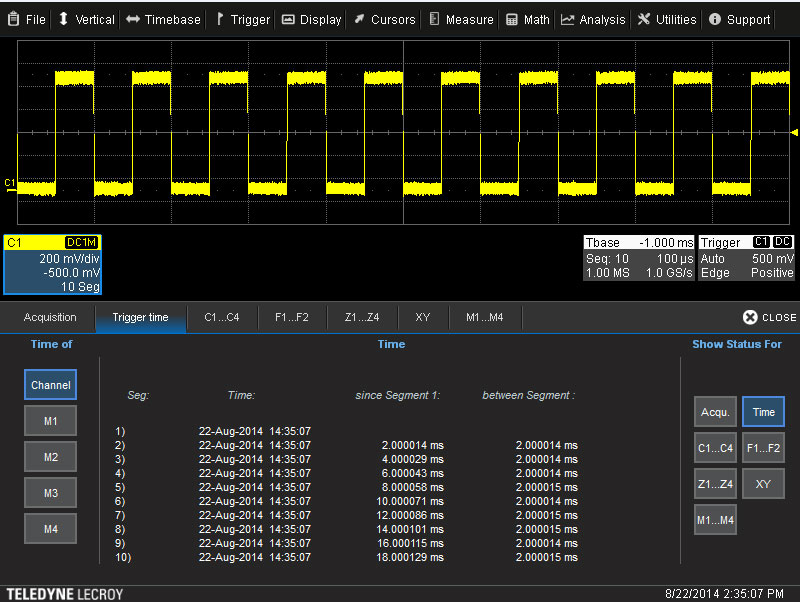 Figure 3 - Tapping the Show Sequence Trigger Times button opens the Trigger Times dialog box.